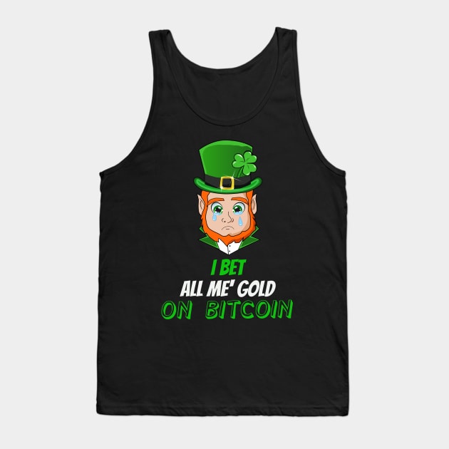 Funny Saint Patricks Day Bitcoin Leprechaun Tank Top by BansheeApps